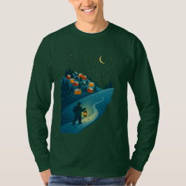 Winter Village Laternenweg-Illustration-Shirt T-Shirt