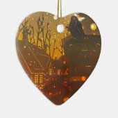 Winter village night time scene keramik ornament (Rechts)