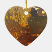 Winter village night time scene keramik ornament (Vorne)