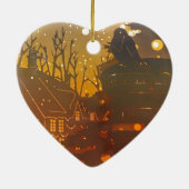 Winter village night time scene keramik ornament (Hinten)