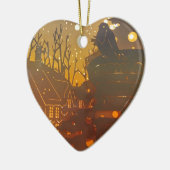 Winter village night time scene keramik ornament (Links)