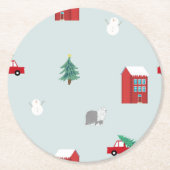 Winter Village Runder Pappuntersetzer (Vorderseite)