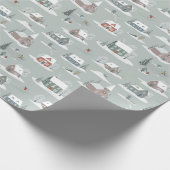 Winter Village Snow Scene Muster Geschenkpapier (Ecke)