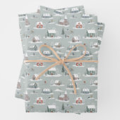 Winter Village Snow Scene Muster Geschenkpapier Set (Beispiel)