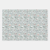 Winter Village Snow Scene Muster Geschenkpapier Set (Vorderseite)