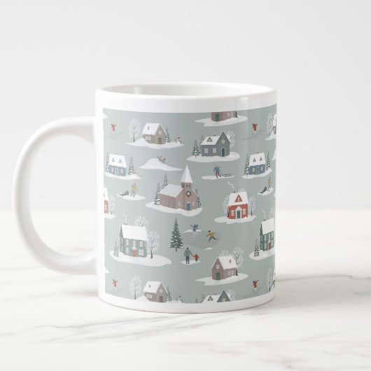 Winter Village Snow Scene Muster Jumbo-Tasse (Links)