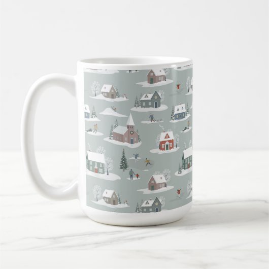 Winter Village Snow Scene Muster Kaffeetasse (Links)