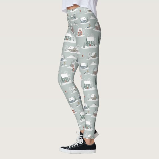 Winter Village Snow Scene Muster Leggings (Links)