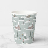 Winter Village Snow Scene Muster Pappbecher (Rechts)
