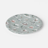 Winter Village Snow Scene Muster Pappteller (Schrägansicht)