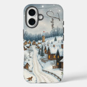 Winter Village Snowy Rustikale Stadtszene Nostalgi Case-Mate iPhone Hülle (Rückseite)