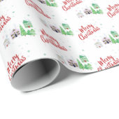 Winter Village Szene Frohe Weihnachten Geschenkpapier (Rolleneckpunkt)
