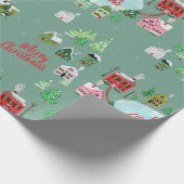 Winter Village Szene Frohe Weihnachten Geschenkpapier (Ecke)