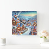 Winter Village Wall Clock Geschenk Quadratische Wanduhr (Zuhause)