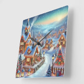 Winter Village Wall Clock Geschenk Quadratische Wanduhr (Winkel)