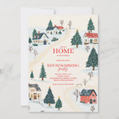 Winter Village Weihnachtshaus Party Einladung (Vorderseite)
