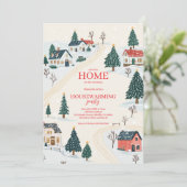 Winter Village Weihnachtshaus Party Einladung (Stehend Vorderseite)