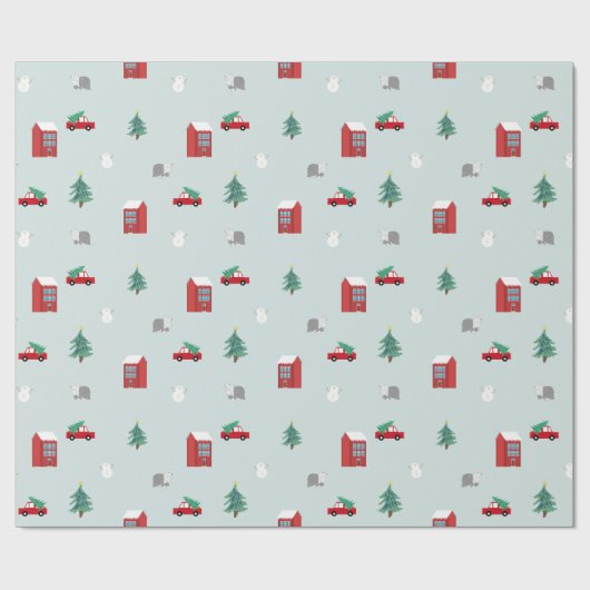 Winter Village Wrapping Paper - Christmas Gift Geschenkpapier (Flach)