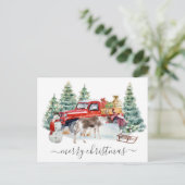 Winter Vintag LKW Rentiermädchen Handgeschrieben Postkarte (Stehend Vorderseite)