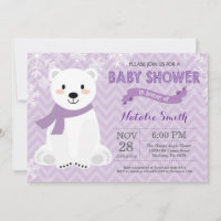 Winter-Violette-Eisbär-Baby-Shower-Einladung