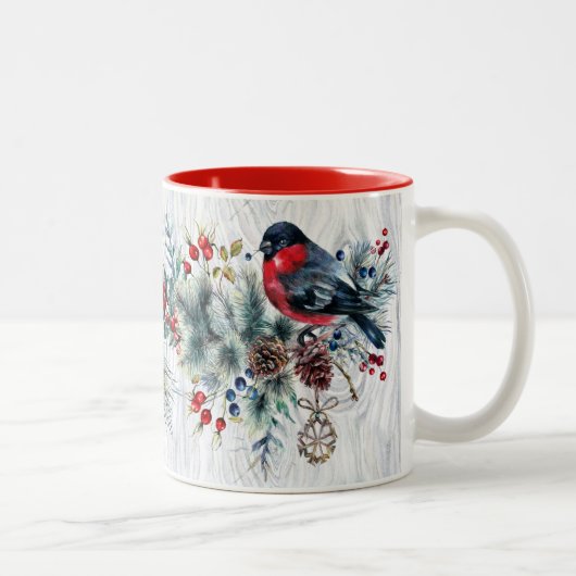 Winter-Vogel-Tasse Zweifarbige Tasse (Rechts)