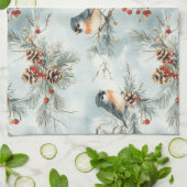 Winter-Vogelmuster mit Pinecones und Schnee Geschirrtuch (Gefaltet)