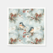 Winter-Vogelmuster mit Pinecones und Schnee Serviette (Vorderseite)