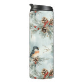 Winter-Vogelmuster mit Pinecones und Schnee Thermosbecher (Nach rechts gedreht)