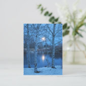 Winter Vollmond am Teich Postkarte (Stehend Vorderseite)