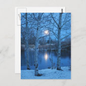 Winter Vollmond am Teich Postkarte (Vorne/Hinten)