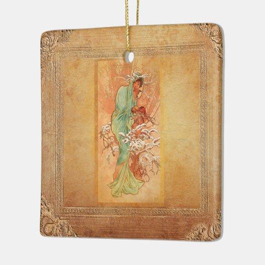Winter von Alphonse Mucha Keramikornament (Links)