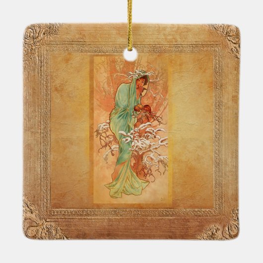 Winter von Alphonse Mucha Keramikornament (Rückseite)