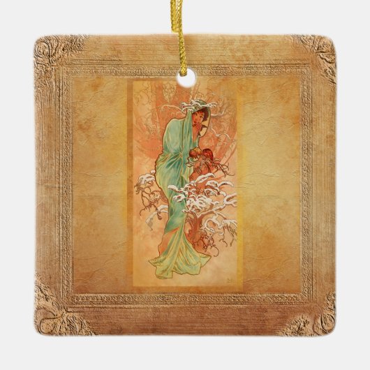 Winter von Alphonse Mucha Keramikornament (Vorderseite)