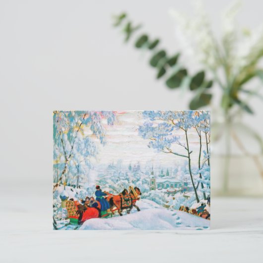 "Winter" von Boris Kustodiev, Kunsthandwerkskarten Postkarte (Stehend Vorderseite)