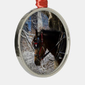 Winter-Wagen-Pferd Silbernes Ornament (Rechts)