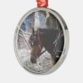 Winter-Wagen-Pferd Silbernes Ornament (Links)