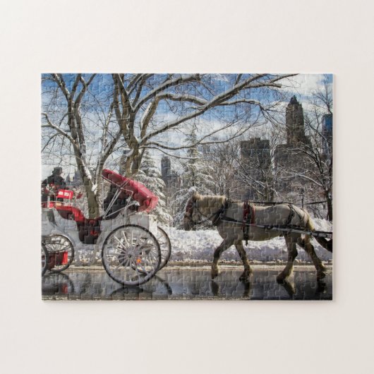 Winter-Wagen-Pferde im Central Park Puzzle (Horizontal)