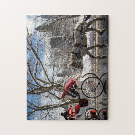 Winter-Wagen-Pferde im Central Park Puzzle (Vertikal)