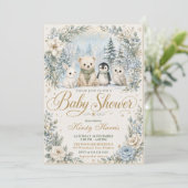 Winter-Wald-Baby-Party Einladung (Stehend Vorderseite)