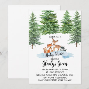 Winter-Wald-Baby-Party-Einladung Einladung