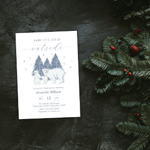 Winter-Wald-Eisbär-Baby-Party Einladung