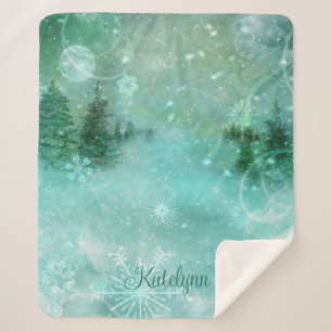 Winter-Wald-Forst-Schneeflocke Personalisiert Sherpadecke