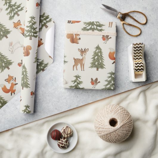 Winter-Wald-Forsttiere Weihnachten Geschenkpapier (Kunsthandwerk)