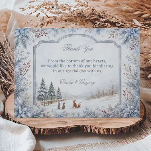 Winter-Wald Freunde in Harmonie Dankeskarte