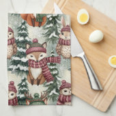 Winter-Wald-Freunde – Niedliche Tiere Geschirrtuch (Viertel Falte)