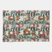 Winter-Wald-Freunde – Niedliche Tiere Geschirrtuch (Horizontal)