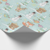 Winter-Wald-Freunde – Süßes Weihnachtsmuster Geschenkpapier (Ecke)