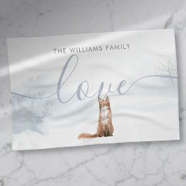 Winter-Wald-Fuchs-Familienname Liebe Geschirrtuch