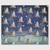 Winter-Wald-Fuchs- und Schneemann-Geschenkpapier  Geschenkpapier (Flach)
