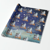 Winter-Wald-Fuchs- und Schneemann-Geschenkpapier  Geschenkpapier (Ungerollt)
